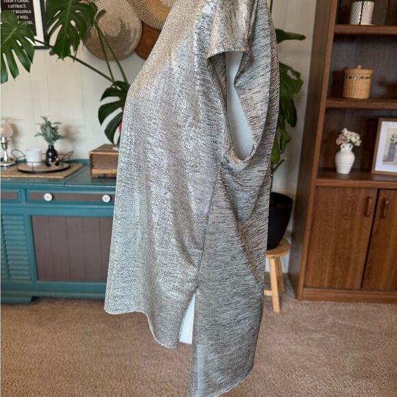 Dantelle Shimmering Silver Short Sleeve Top - Picture 5 of 9